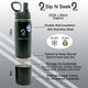 Black Sip N Seek 26oz kids water bottle with double-wall insulation, storage compartment, silicone gasket, and 3 BPA-free lids