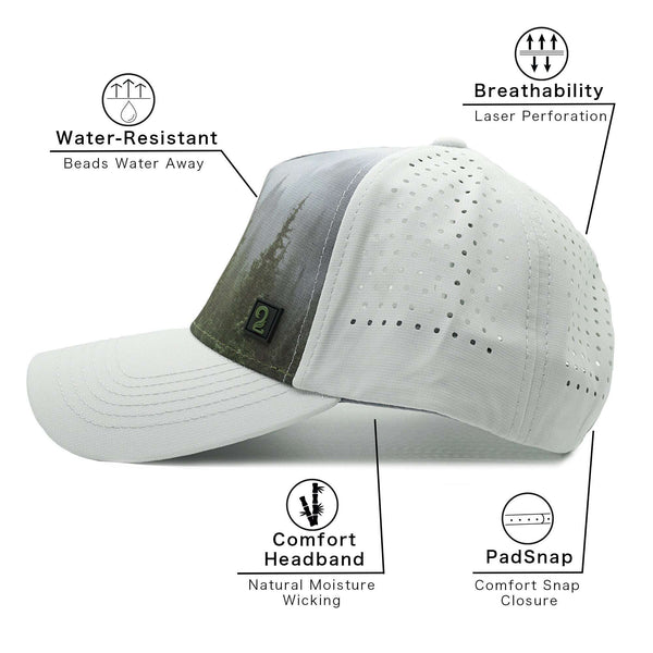 Youth boys trucker hat with water-resistant, breathable material, moisture-wicking bamboo headband, and comfortable PadSnap closure for outdoor adventures