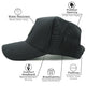 Black female trucker ponytail hat with water-resistant fabric, breathable laser perforations, comfort moisture-wicking headband, PadSnap closure, and high ponytail opening.
