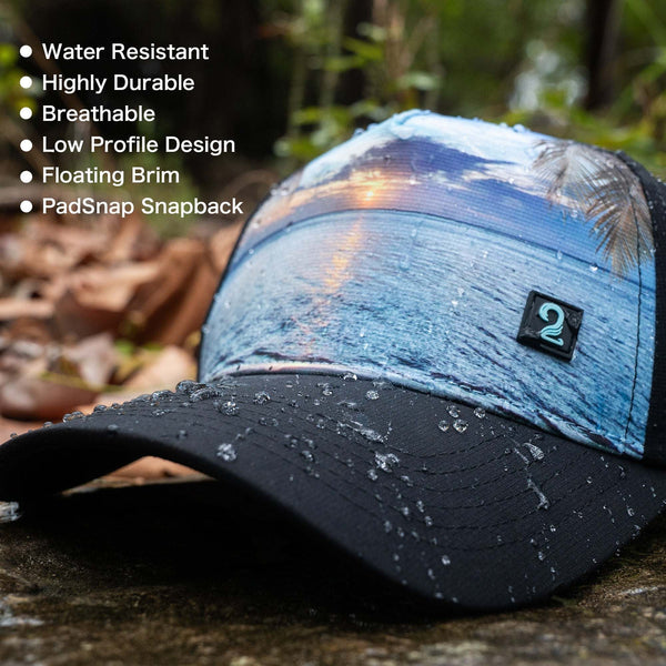 Youth Seas the Day Girls Trucker Hat with water-resistant floating brim and breathable design for girls with high ponytail opening