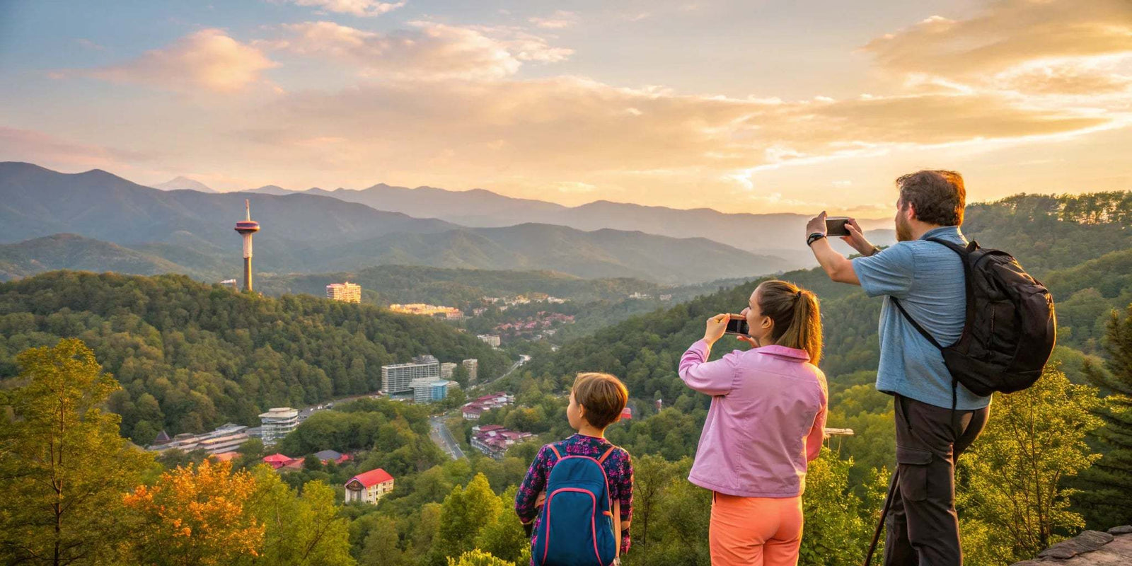 family enjoying gatlinburg, tn