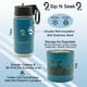 22oz kids water bottle with double-wall insulated stainless steel, storage compartment for snacks and essentials, blue with powder coating and 3D grip design