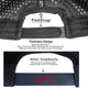 Close-up of black female trucker hat with patented PadSnap sweat-absorbing snapback design compared to standard uncomfortable snapbacks, highlighting moisture absorption and comfort features